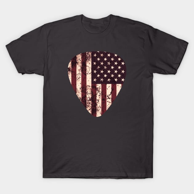 Vintage American Flag Guitar Pick T-Shirt by Scar